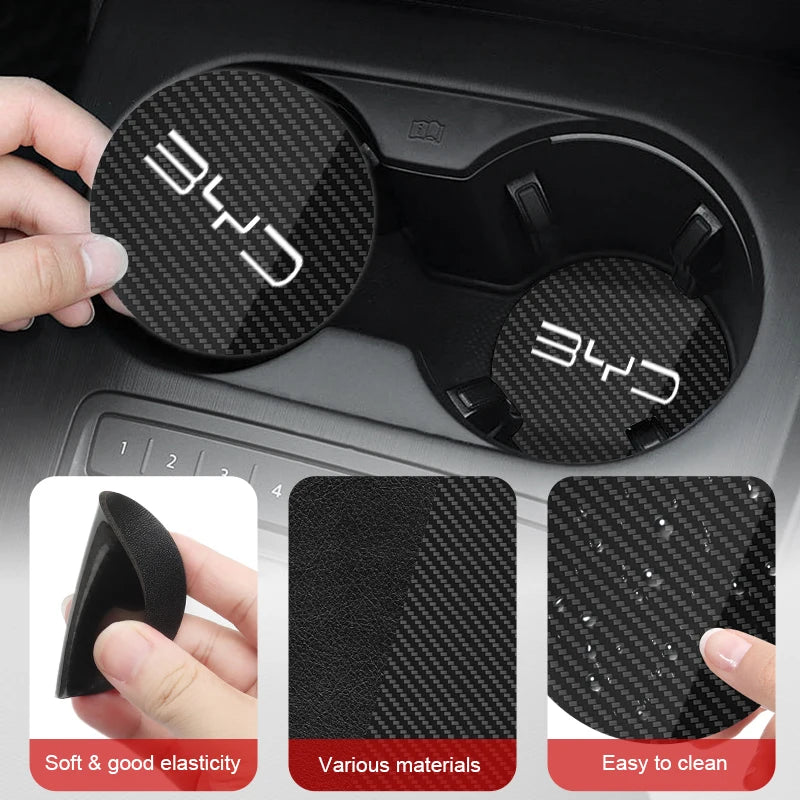 Porta copo antiderrapante 2Pçs para BYD Atto 3 Yuan F3 E6 F0 G3 I3 Plus Ea1 Song Max Tang Dmi 2din Pro E2